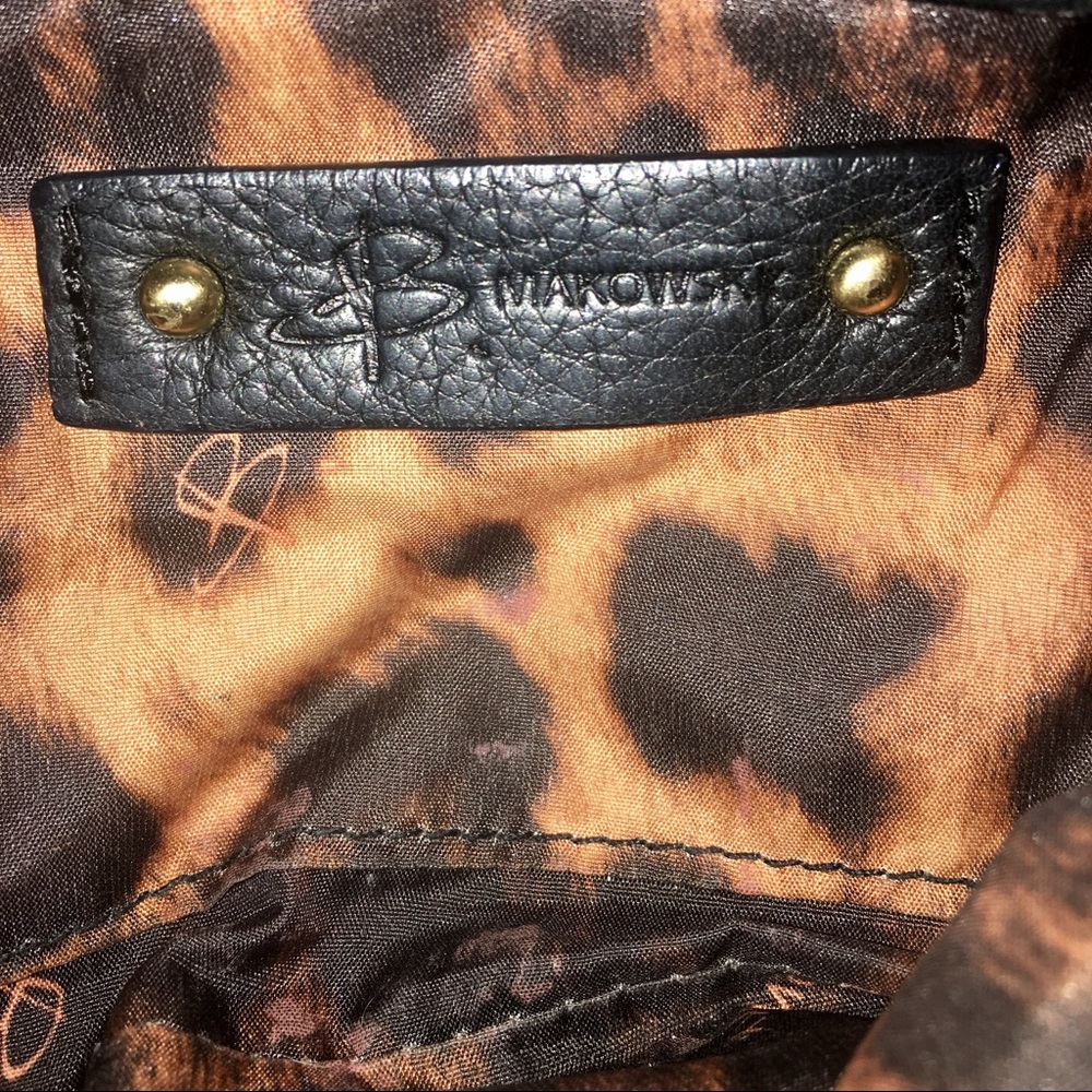 B. Makowsky Black Pebbled Leather Hobo Satchel - Picture 7 of 8